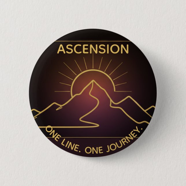 Minimal One-Stroke Mountain Ridge | Sunrise Line 6 Cm Round Badge (Front)