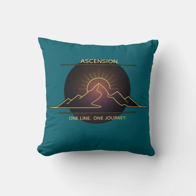 Minimal One-Stroke Mountain Ridge - Sunrise Line Cushion (Front)