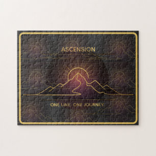 Minimal One-Stroke Mountain Ridge   Sunrise Line Jigsaw Puzzle