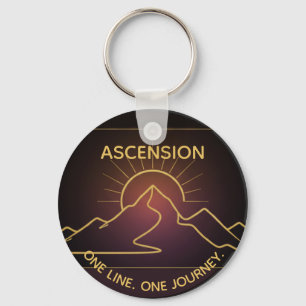 Minimal One-Stroke Mountain Ridge Sunrise Line Key Ring