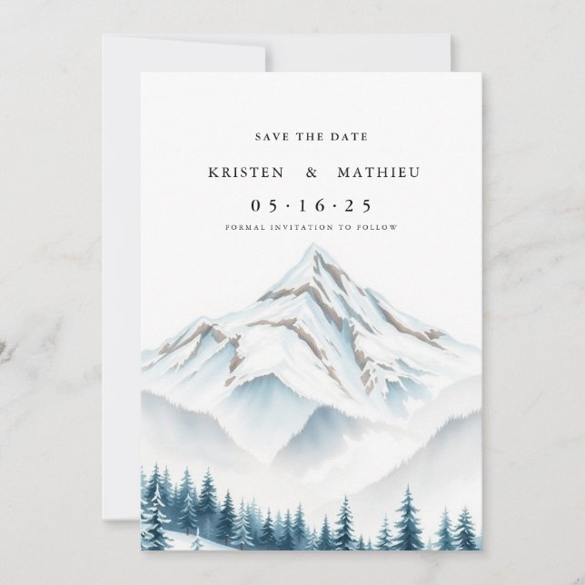 Minimal Online Mountain Save The Date (Front)