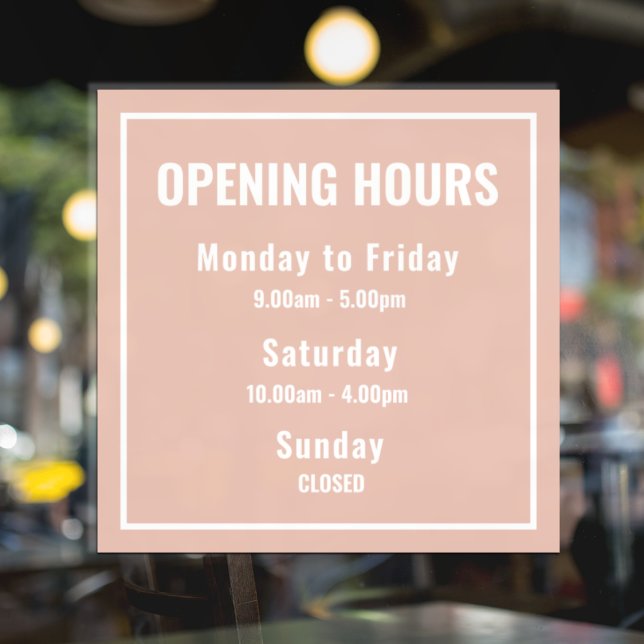 Minimal Opening Hours Pink Window Cling (Creator Uploaded)