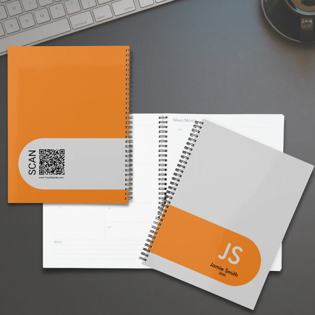 Minimal Orange Accents Initials Grey Appointment Planner (Minimal Orange Accents Initials Gray Appointment Planner)