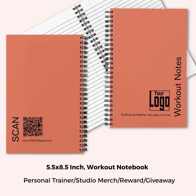 Minimal Orange Black Logo Motto Fitness Workout Notebook (5.5x8.5 Inch, Minimal Orange Black Logo Motto Fitness Workout Notebook)