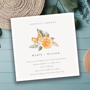 Minimal Orange Boho Foliage Couples Shower Invite