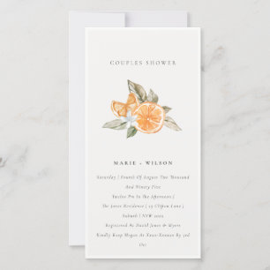 Minimal Orange Boho Foliage Couples Shower Invite