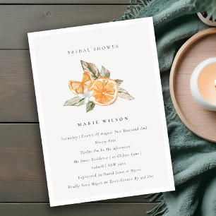 Minimal Orange Botanical Boho Bridal Shower Invite