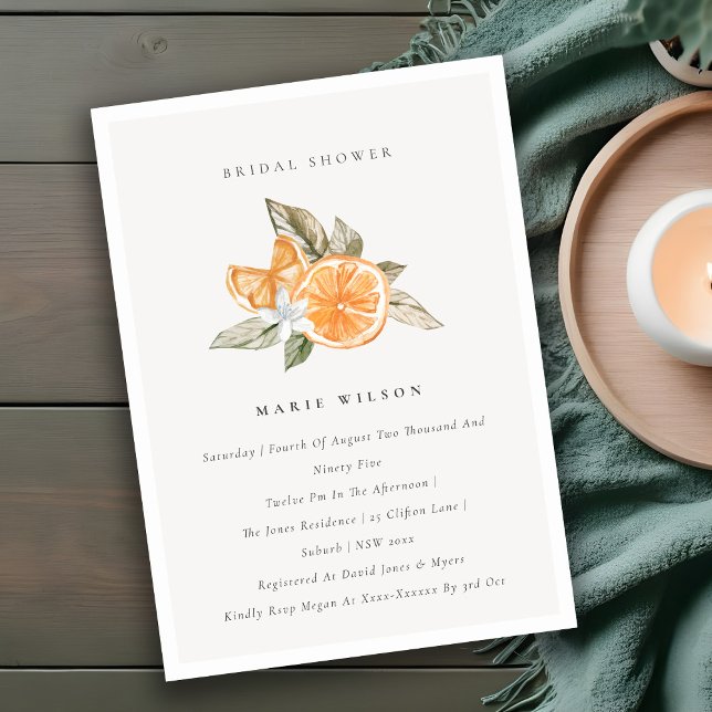 Minimal Orange Botanical Boho Bridal Shower Invite (Creator Uploaded)