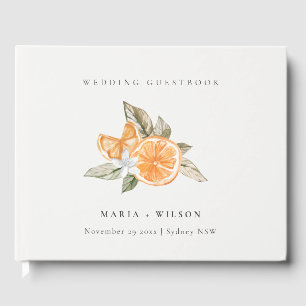Minimal Orange Botanical Boho Foliage Wedding Guest Book