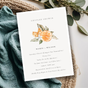 Minimal Orange Botanical Couples Shower Invite