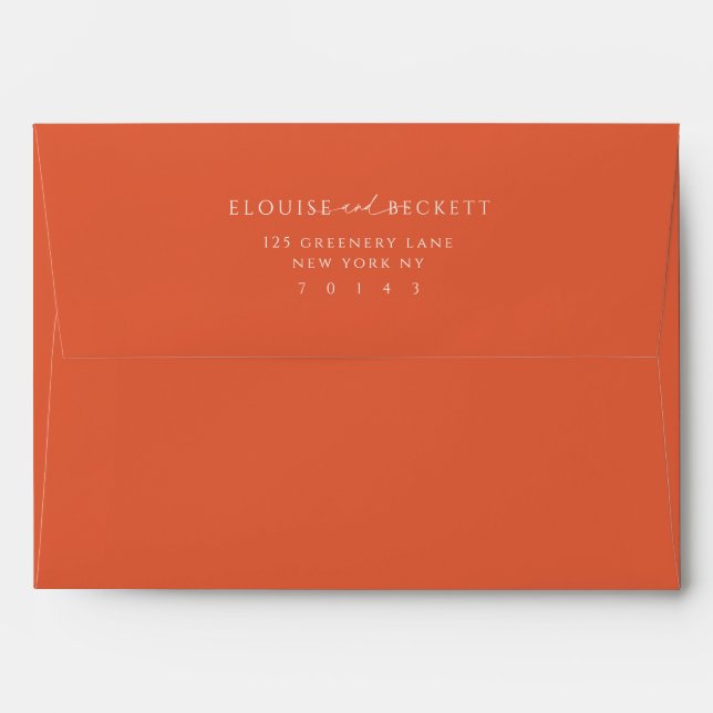 Minimal Orange Floral Envelope with Return Address (Back (Top Flap))