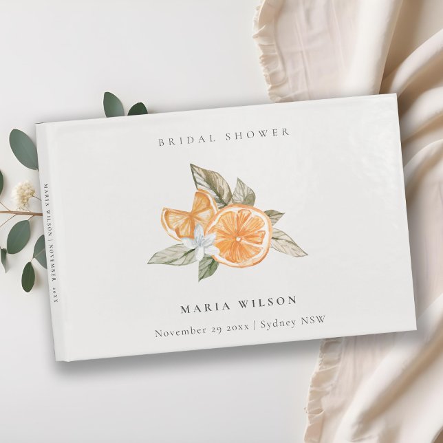 Minimal Orange Foliage Boho Foliage Bridal Shower Guest Book (Creator Uploaded)