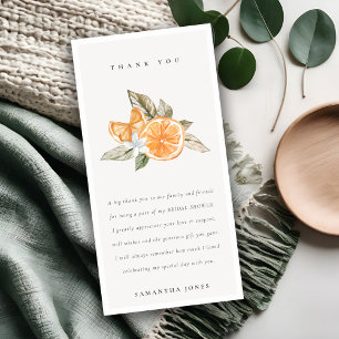 Minimal Orange Lemon Botanical Boho Bridal Shower Thank You Card