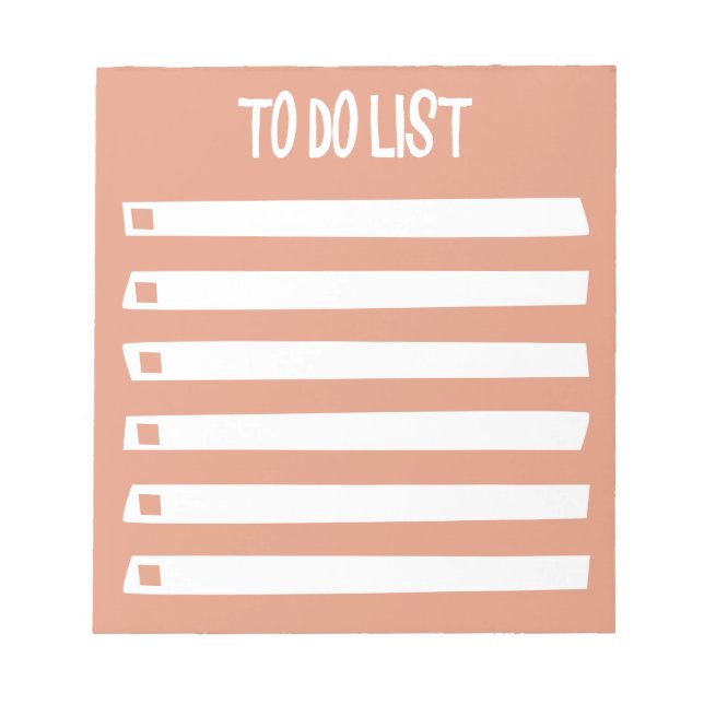 Minimal Orange Pink White Simple Girly To Do List Notepad (Front)