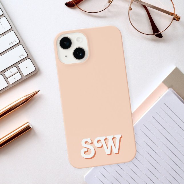 Minimal Orange Retro Initial Monogram iPhone Case (Creator Uploaded)