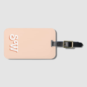 Minimal Orange Retro Initial Monogram Luggage Tag