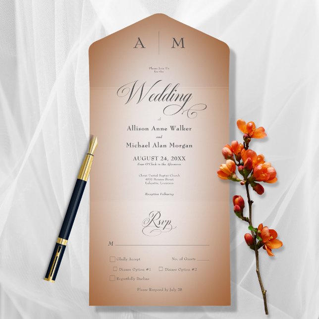 Minimal Orange Rust & White Blur Modern Dinner All In One Invitation (Creator Uploaded)