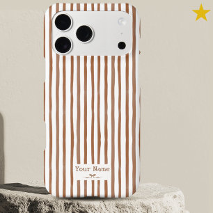 Minimal Orange Striped Watercolor Custom Name Bow