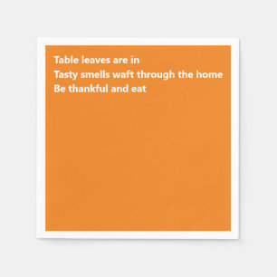 Minimal Orange Thanksgiving Modern Thankful Poem Napkin