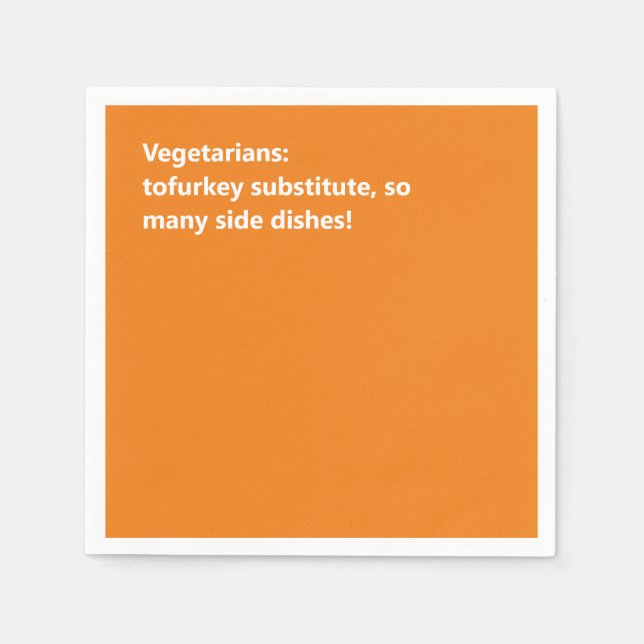 Minimal Orange Vegetarian Thanksgiving Haiku Napkin (Front)