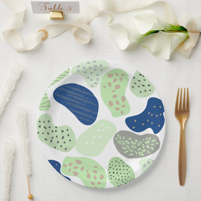 Minimal Organic Shapes Tableware | Trendy Neutral  Paper Plate (Wedding)