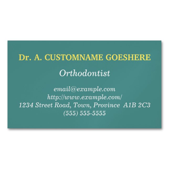 Minimal Orthodontist Magnetic Business Card (Front)