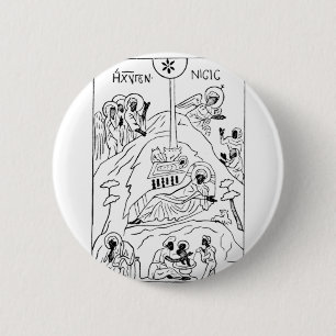 Minimal Orthodox Nativity scene 6 Cm Round Badge