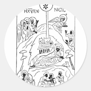 Minimal Orthodox Nativity scene Classic Round Sticker