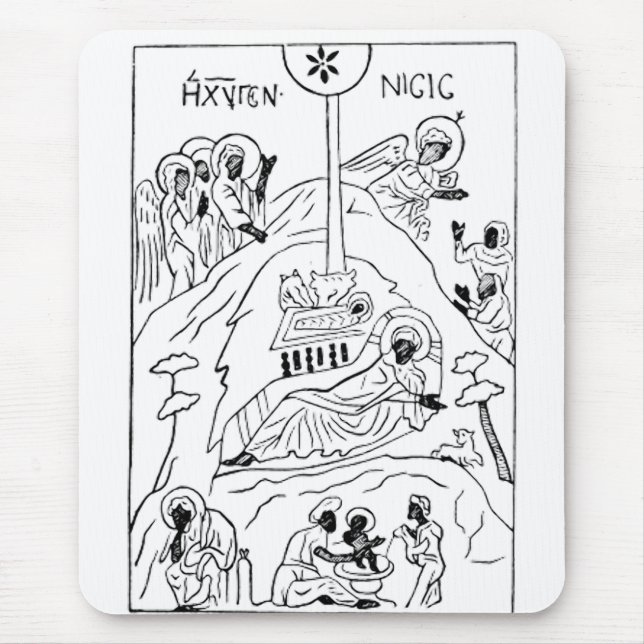 Minimal Orthodox Nativity scene Mouse Mat (Front)