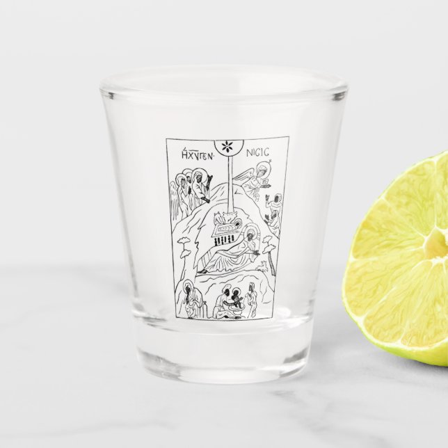 Minimal Orthodox Nativity scene Shot Glass (Front)
