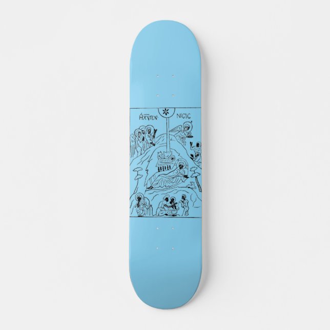 Minimal Orthodox Nativity scene Skateboard (Front)
