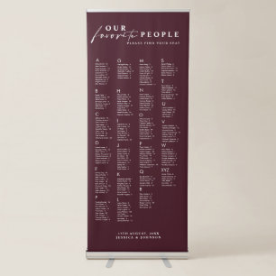 Minimal Our Favourite People Wedding Seating Chart Retractable Banner