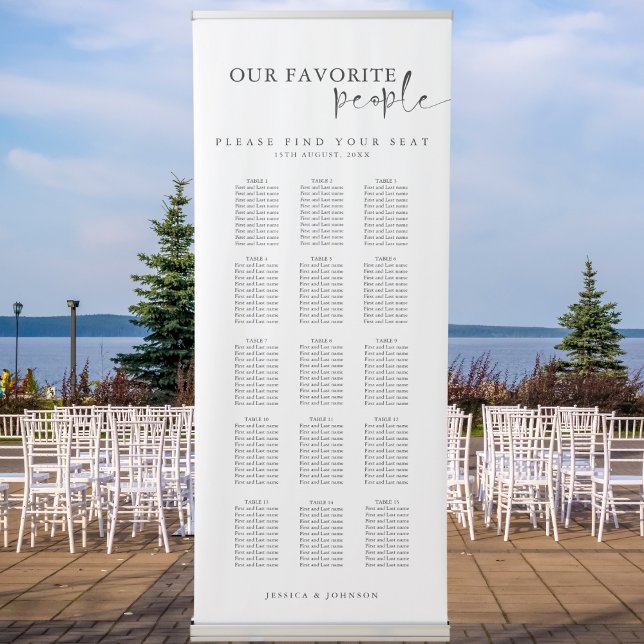 Minimal Our Favourite People Wedding Seating Chart Retractable Banner (Creator Uploaded)