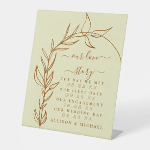 Minimal Our Love Story Timeline Pedestal Sign