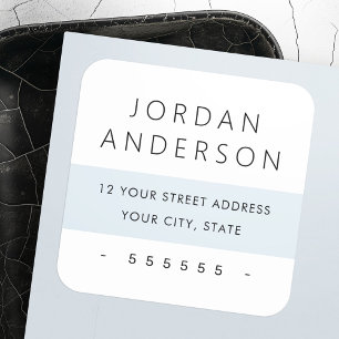 Minimal pale dusty blue colour block return addres square sticker