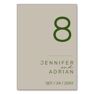 Minimal Pale Silver Modern Wedding Table Numbers