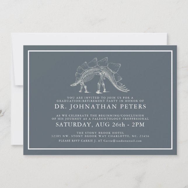 Minimal Paleontology Graduation|Retirement Invite (Front)