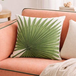 Minimal Palm Leaf Green Tropical Botanical  Cushion