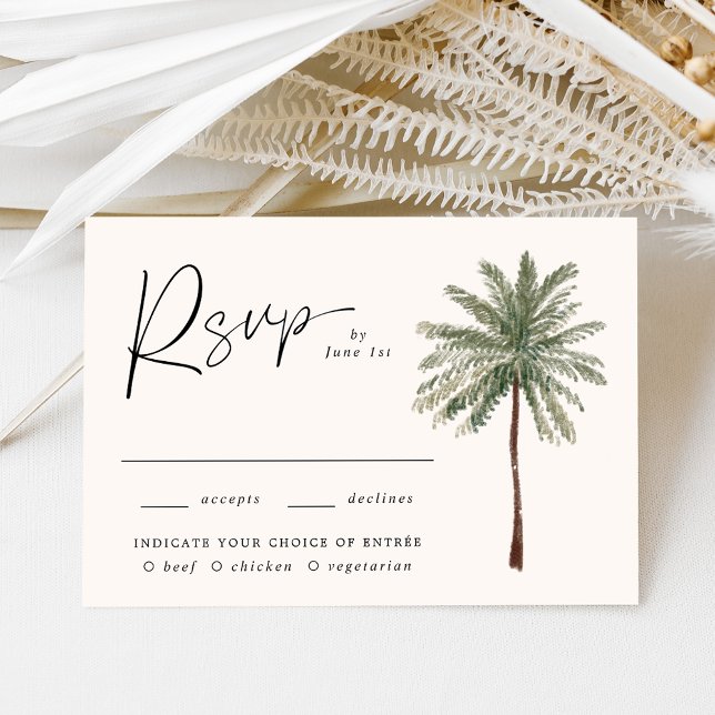 Minimal Palm Tree Meal Choice RSVP Card (Creator Uploaded)