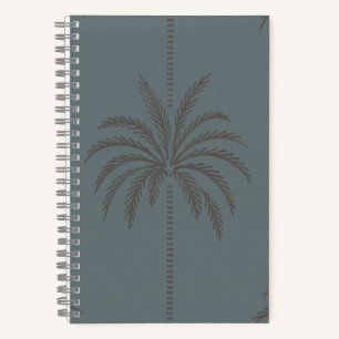 Minimal Palm Tree Pattern Blue Grey Tropical  Notebook