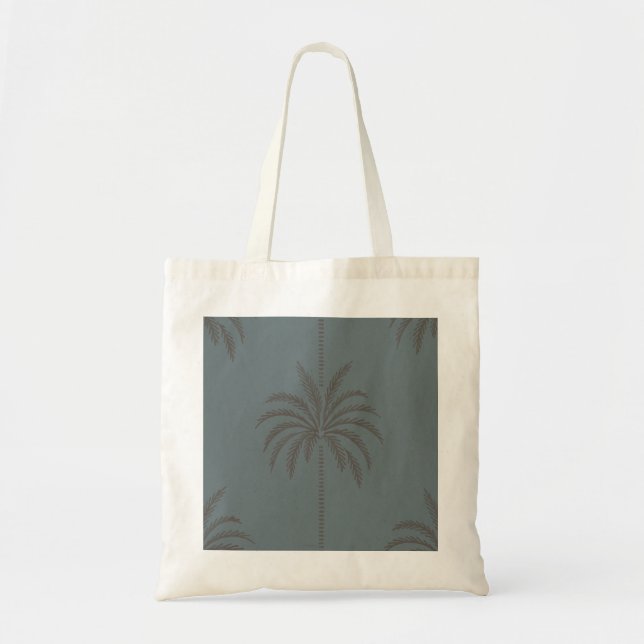 Minimal Palm Tree Pattern Blue Grey Tropical  Tote Bag (Front)