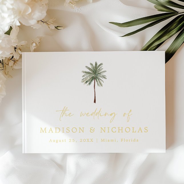 Minimal Palm Tree Photo Wedding Guest Book (Creator Uploaded)