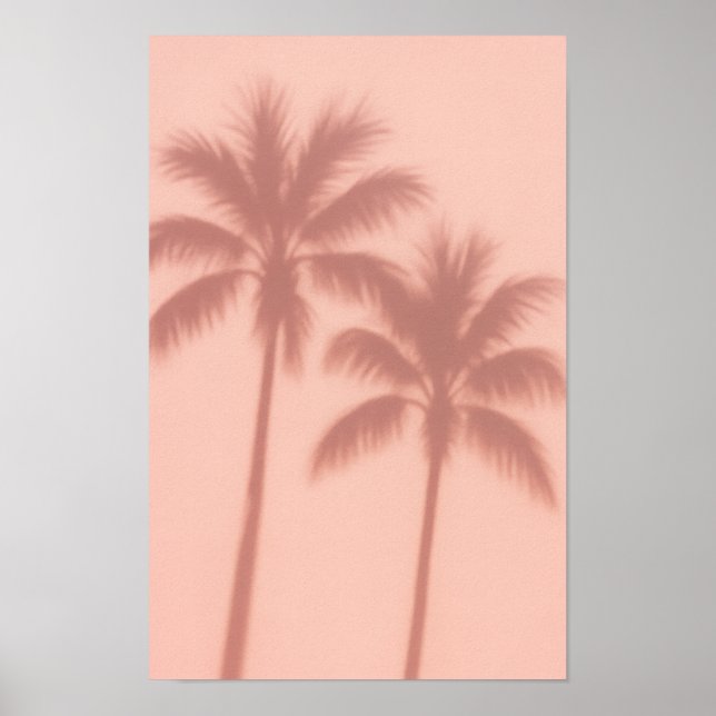 Minimal Palm Tree Shadows – Soft Coral Aesthetic Poster (Front)