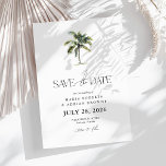 Minimal Palm Tree Tropical Beach Wedding Save The Date<br><div class="desc">Get ready to transport your guests to a tropical paradise with these chic minimal save-the-date cards. Featuring a delicate watercolor palm tree illustration,  they're the perfect combination of romance and elegance. Customise with your own details and watch your guests' anticipation grow!</div>