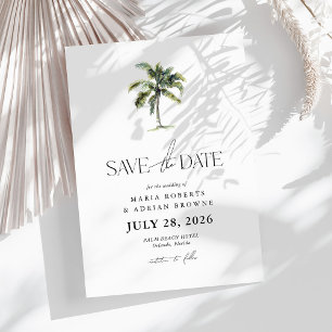 Minimal Palm Tree Tropical Beach Wedding Save The Date