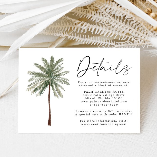 Minimal Palm Tree Wedding Details Card (Creator Uploaded)