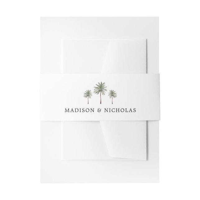 Minimal Palm Tree Wedding Invitation Belly Band (Front Example)