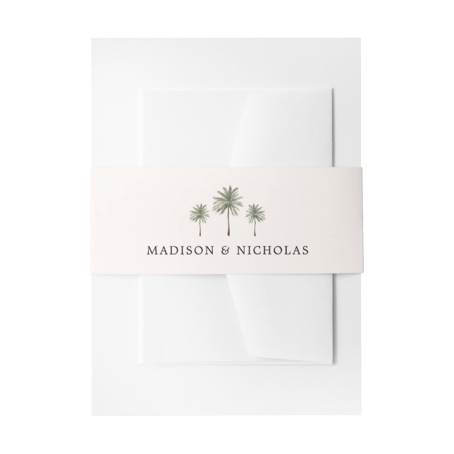 Minimal Palm Tree Wedding Invitation Belly Band (Front Example)