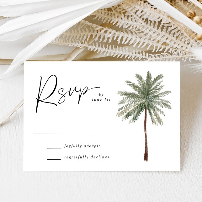 Minimal Palm Tree Wedding RSVP Card (Creator Uploaded)