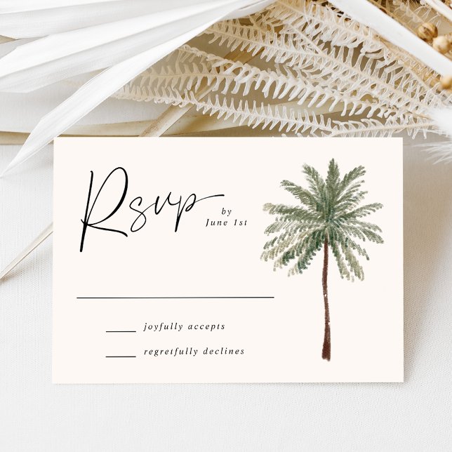 Minimal Palm Tree Wedding RSVP Card (Creator Uploaded)